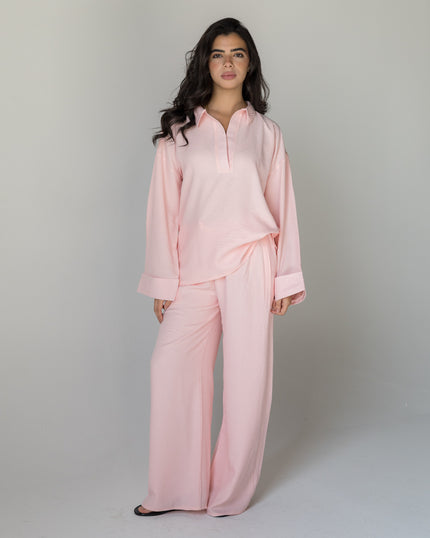 THE Powder-Pink Linen Set
