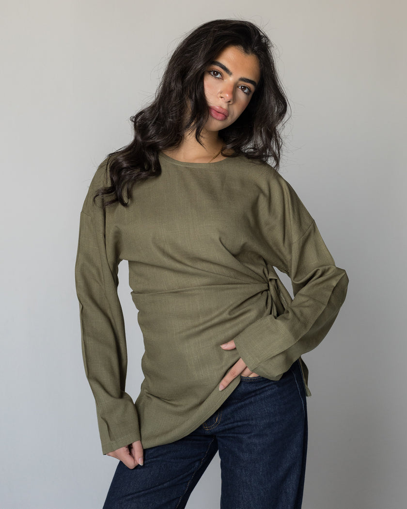 The Olive Wrap Top