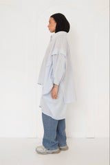 Blue Asymmetry Striped Shirt