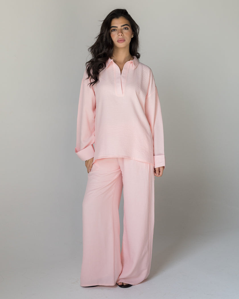 THE Powder-Pink Linen Set