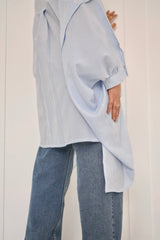 Blue Asymmetry Striped Shirt