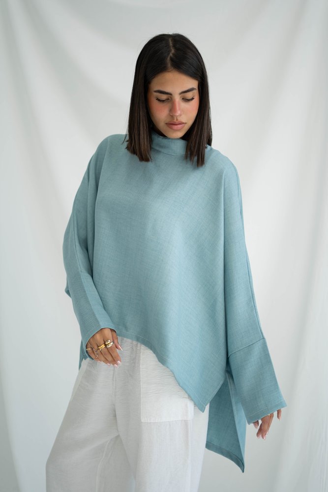 High-low Top In Dusty Teal