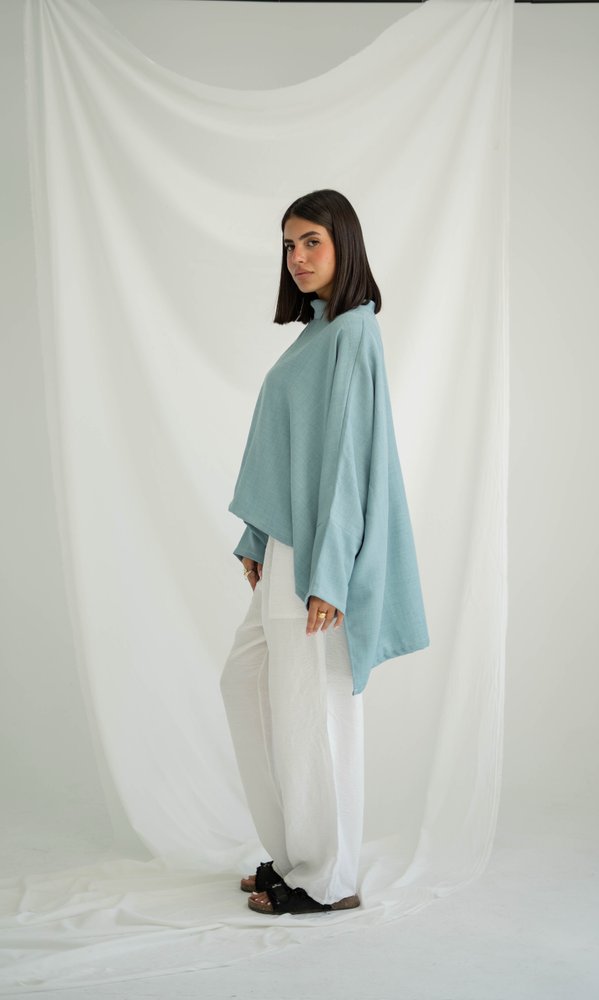 High-low Top In Dusty Teal