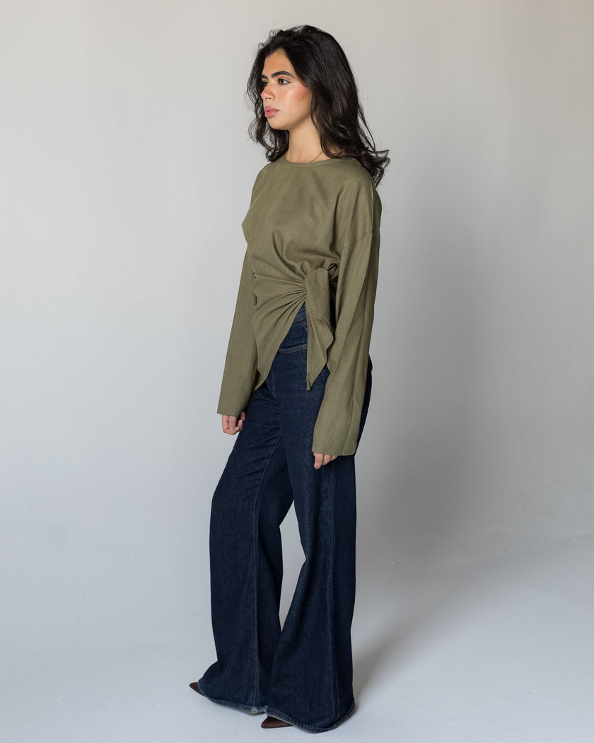 The Olive Wrap Top