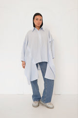 Blue Asymmetry Striped Shirt