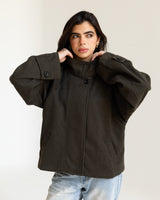 Deep Olive Funnel Neck Jacket
