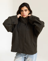 Deep Olive Funnel Neck Jacket