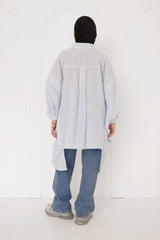 Blue Asymmetry Striped Shirt