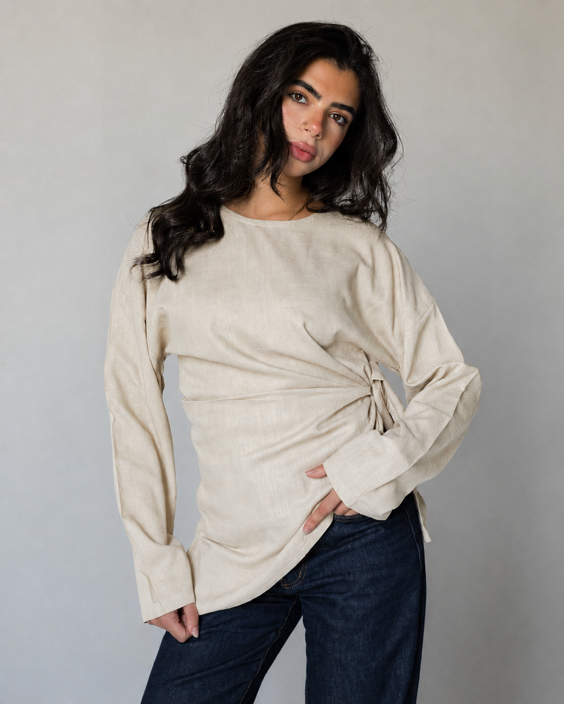 THE Creme Wrap Top