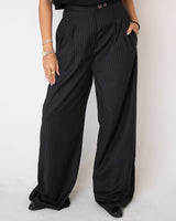 Black Pinstriped Tailored Pants
