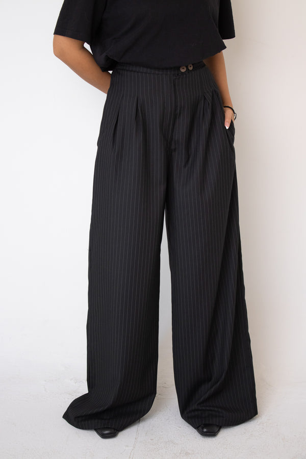 pinstriped tailored pants