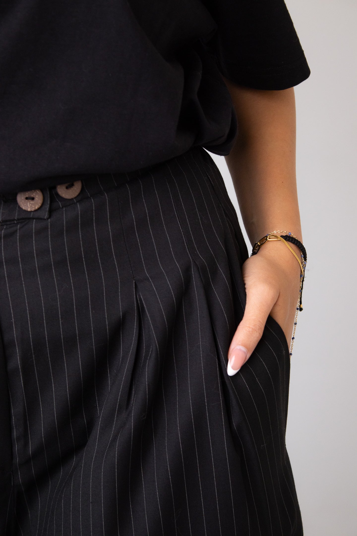 Black Pinstriped Tailored Pants