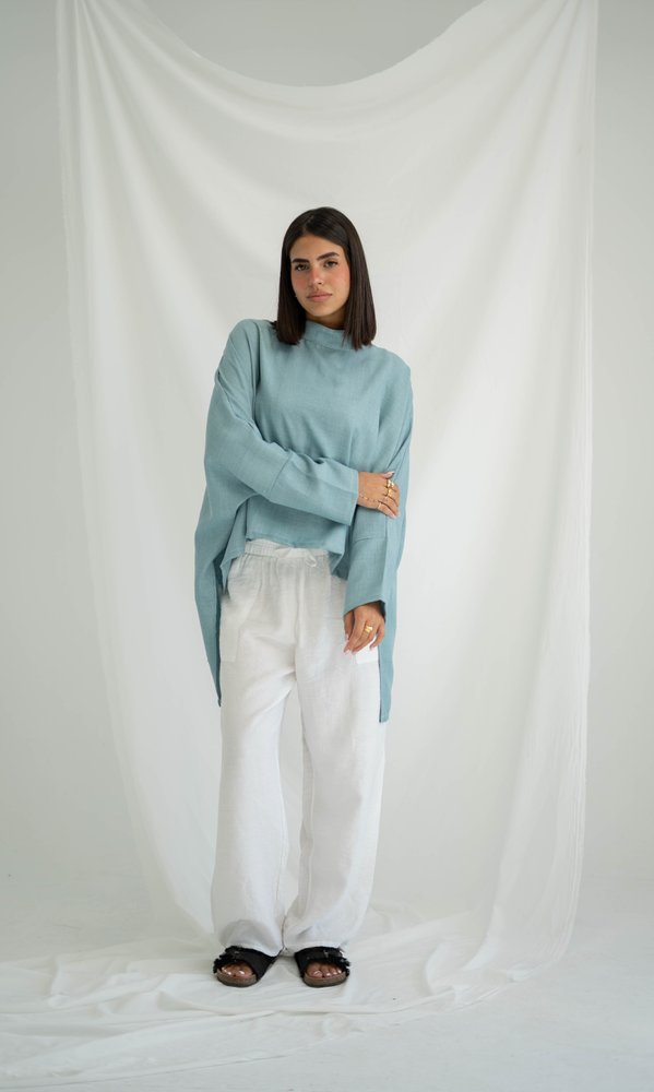 High-low Top In Dusty Teal