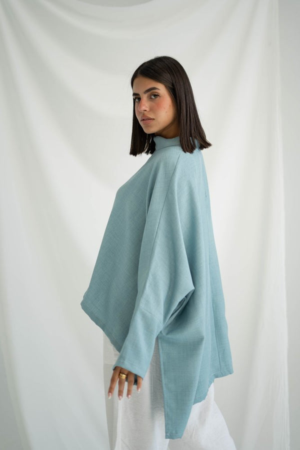 High-low Top In Dusty Teal